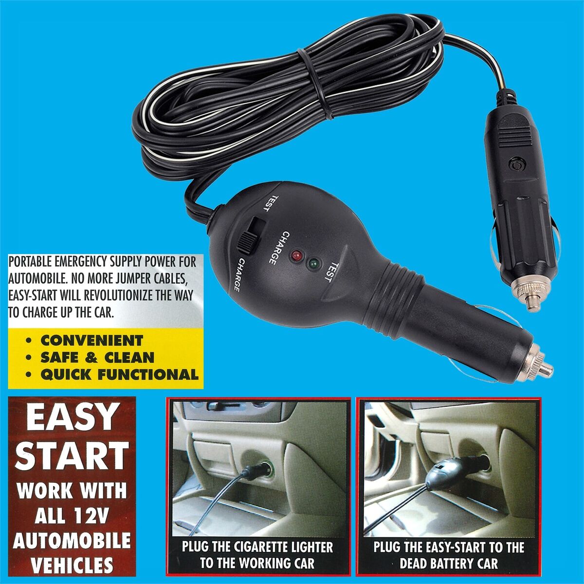 Fix Dead Battery Fast Using Cigarette Lighter Jump Starter